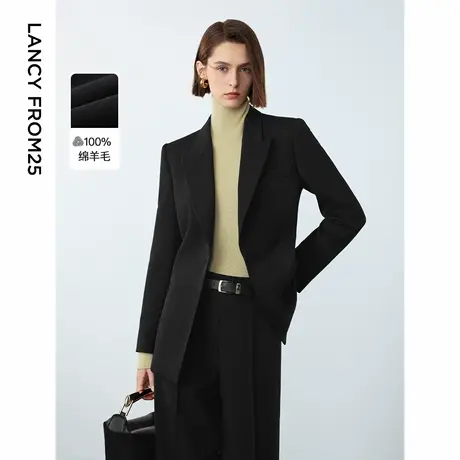 朗姿纯羊毛法式通勤气质西服外套职业西装上衣正装2024年冬季新款图片