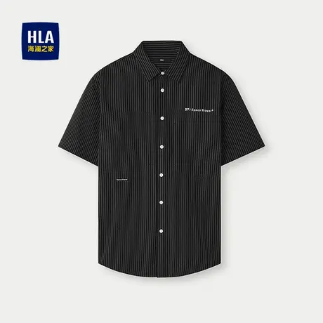 HLA/海澜之家时尚条纹短袖衬衫25春夏新宽松休闲潮流透气衬衣男装商品大图