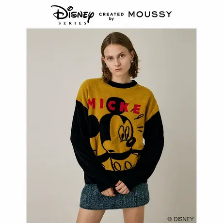 MOUSSY 春季新品迪士尼联名米奇撞色拼接针织衫毛衣010HAQ70-0871商品大图