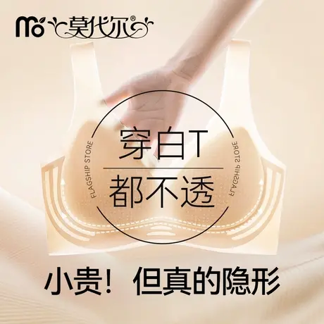 莫代尔无痕内衣女薄款夏季大胸显小胸无钢圈美背心式冰丝凉感文胸商品大图