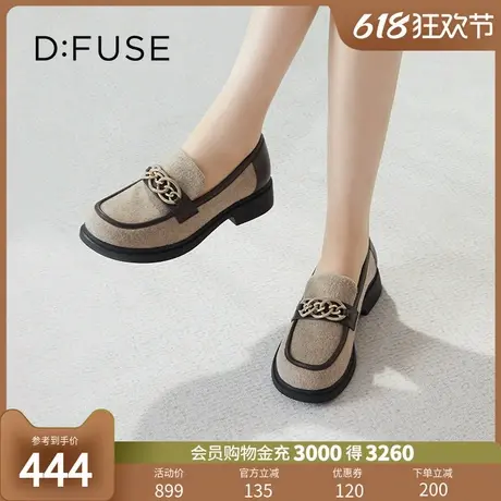 Dfuse迪芙斯2024春季新款圆头链条一脚蹬乐福鞋单鞋女DF33112116图片
