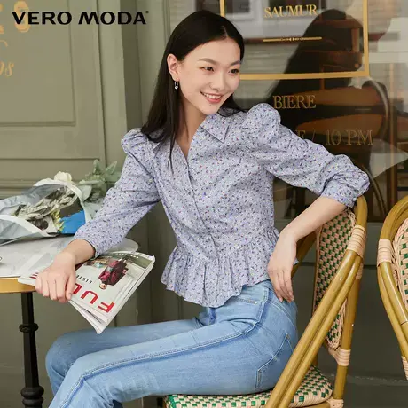 Vero Moda奥莱清仓夏季清新纯棉优雅法式碎花泡泡袖衬衫上衣女图片