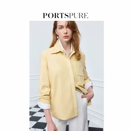 宝姿PORTSPURE女装2025夏季新品波嬉淡人多巴胺皮衬衫外套图片