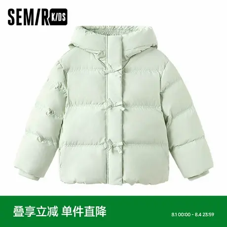 森马儿童羽绒服2024新款三防保暖连帽外套甜美蝴蝶结女童纯色冬装图片
