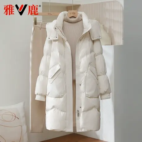 雅鹿正品2024新款羽绒服女中长款帽可拆显瘦洋气宽松加厚百搭外套商品大图
