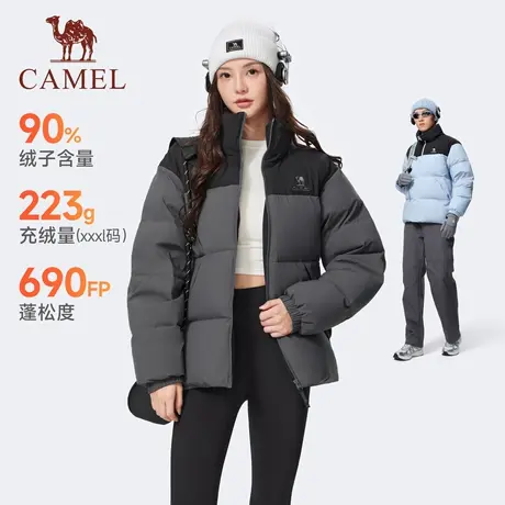 [骆驼火炉]运动三防羽绒服女25冬季情侣加厚立领防水面包服外套男商品大图