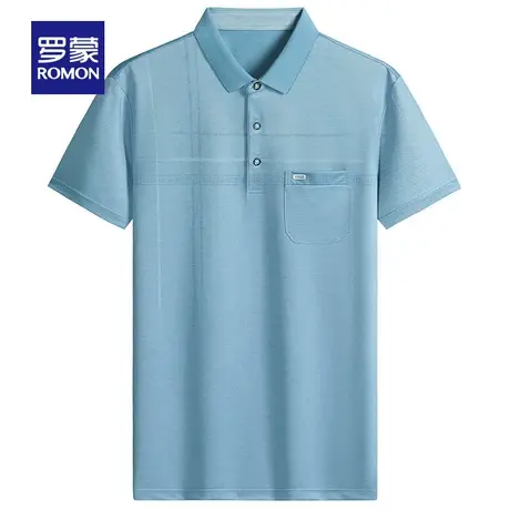 罗蒙短袖T恤男士2023夏季口袋款简约POLO衫中老年简约百搭爸爸装图片