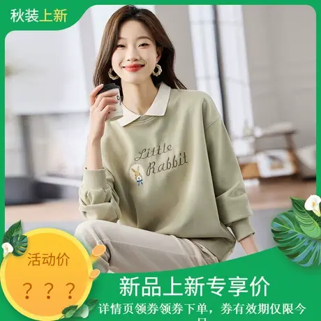 时尚休闲卫衣2023年秋季新款女装百搭舒适假领子长袖韩版套头上衣图片
