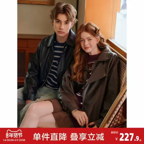 唐狮2026秋冬情侣装仿皮衣外套夹克男女外穿日常穿搭酷潮长袖上衣图片