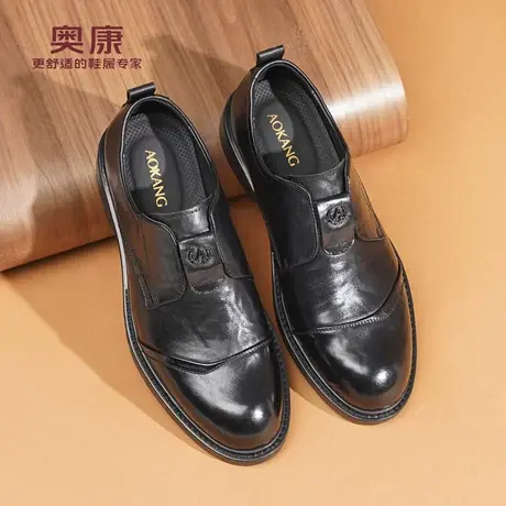 奥康 男鞋春秋新款真皮商务正装皮鞋男士软面德比鞋先新郎伴郎鞋L商品大图