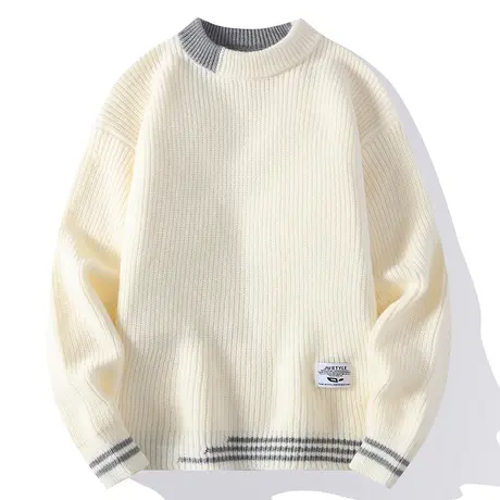 男士毛衣秋冬季圆领青少年学生针织打底衫加绒加厚款潮流羊毛衫图片