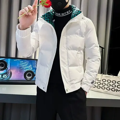 潮牌刺绣棉服外套男加厚男装上衣袄子2022新款冬季立领修身棉衣帅图片