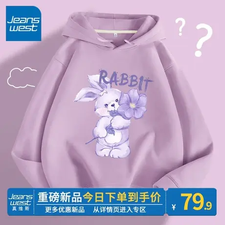 ZR真维斯紫色连帽卫衣女2023春季新款时尚设计感女士卫衣薄款外套图片