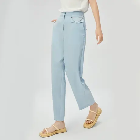 艾莱依夏季新款时尚宽松休闲阔腿裤女高级感直筒通勤锥形百搭裤子商品大图