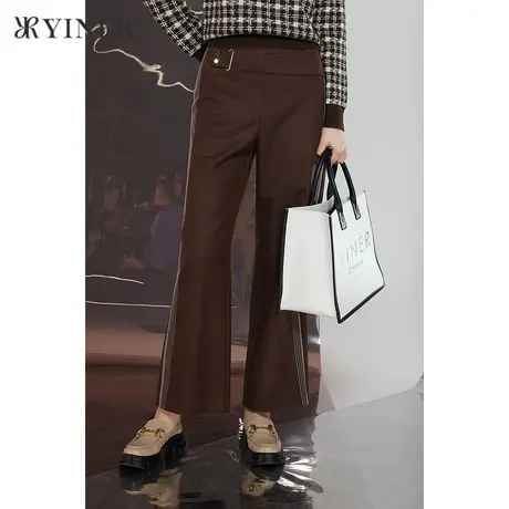 *YINER音儿女装冬季侧条纹阔腿裤休闲裤商品大图