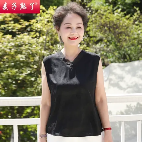 妈妈夏装休闲无袖背心2022新款上衣气质女士奶奶装中老年女装商品大图