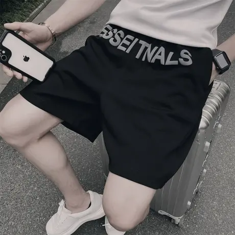 字母裤子夏季短裤潮流休闲宽松运动裤简约百搭五分裤男裤2023新款商品大图