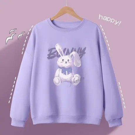 无帽卫衣女春秋2023年新款薄款学生早秋内搭oversize圆领套头上衣图片