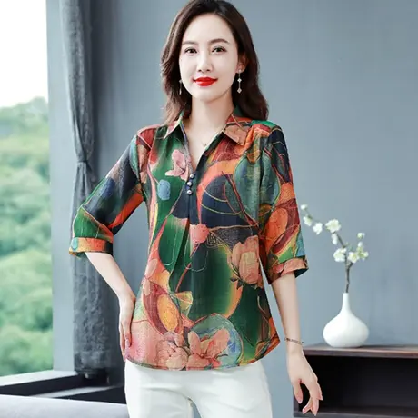 初秋装上衣女新款2023早秋打底衫妈妈气质年轻棉麻中老年女装夏装图片