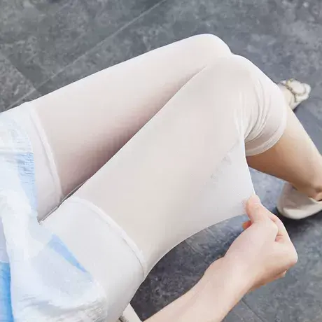 七分打底裤带安全裤二合一网纱女大码胖mm假两件拼接夏薄款防走光图片