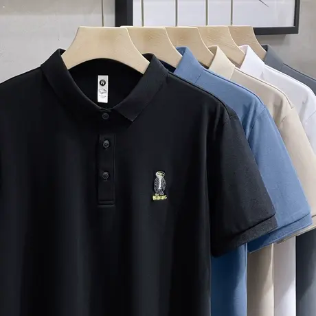2023年夏季高级感刺绣小熊T恤男短袖POLO衫潮牌ins痞帅休闲半截袖商品大图