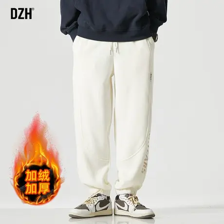 青少年裤子秋冬款男士加绒运动裤男款2024年新款束脚裤厚款加绒裤商品大图