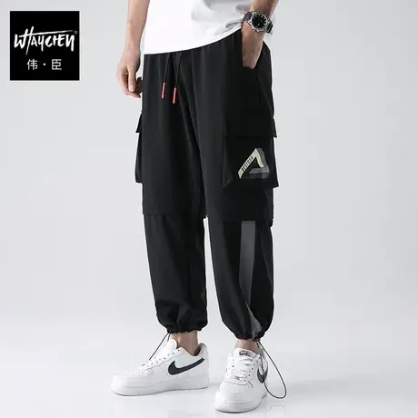 伟臣潮流大码工装机能休闲长裤男胖子加肥加大宽松冰丝肥佬休闲裤图片
