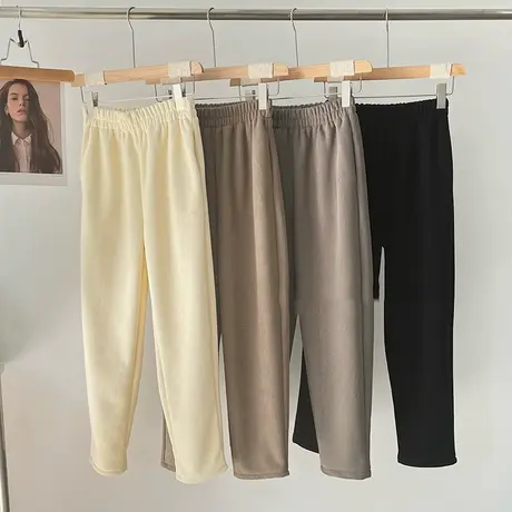 享永子加厚加绒休闲裤女垂坠感直筒奶奶裤保暖显瘦条绒裤2022新款图片