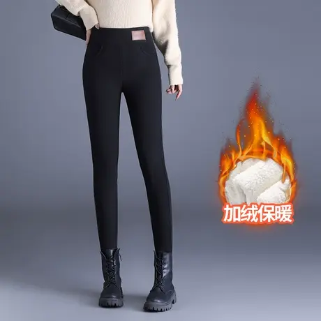加绒打底裤女冬外穿2023新款高腰弹力大码紧身裤时尚百搭铅笔裤子图片