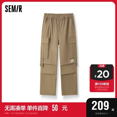 [商场同款]森马休闲裤男2023冬季新款帅气工装风潮流纯棉直筒长裤图片
