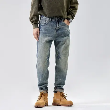 美式潮流牛仔裤男宽松直筒休闲潮牌春秋款锥形男士长裤子2023新款商品大图