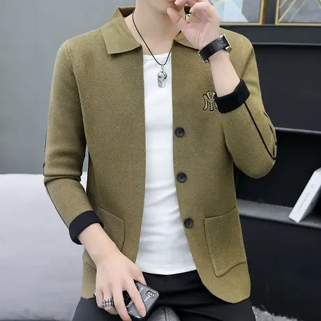 2023春秋季新款韩版修身百搭男士针织毛衣夹克开衫休闲外套男潮流商品大图