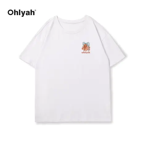 Ohlyah夏季简约纯色短袖t恤女ins潮半袖宽松oversize纯棉内搭上衣图片