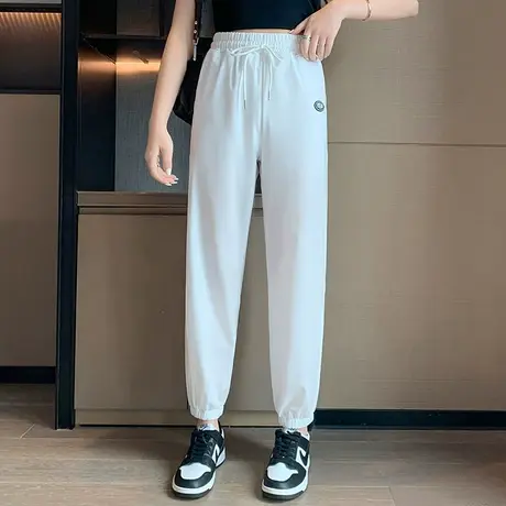 冰丝速干运动裤子女夏季宽松束脚薄款休闲裤哈伦小个子灯笼防蚊裤图片
