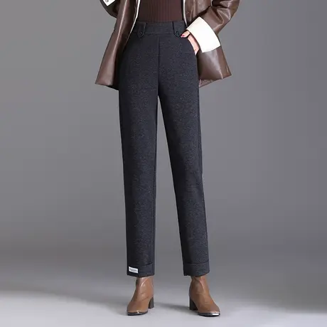 羊毛呢直筒小脚裤女秋季2023新款气质通勤小个子休闲职业裤长裤厚商品大图