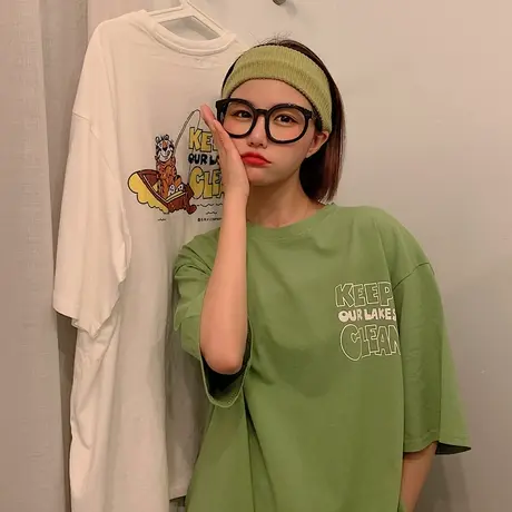 超火cec短袖t恤女2020新款韩版宽松网红ins洋气百搭蹦迪上衣服潮商品大图