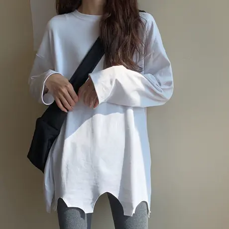 打底衫长袖t恤女秋冬洋气大码保暖内搭设计感小众加绒加厚上衣服商品大图