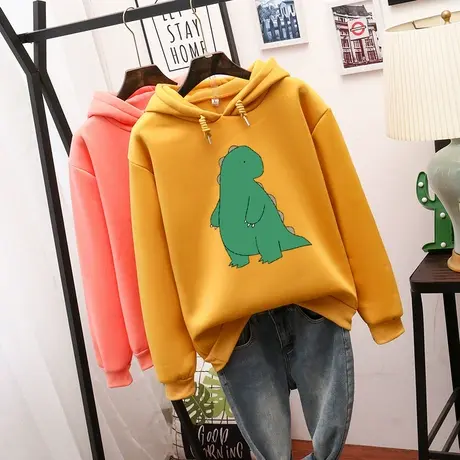 ins超火卫衣女连帽2023春秋新款加绒加厚慵懒风薄款宽松冬外套潮商品大图