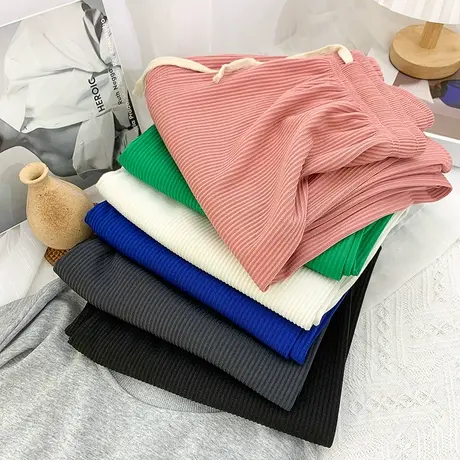 春夏百搭蛇骨纹阔腿裤女休闲裤宽松显瘦长裤直筒裤冰丝高腰拖地裤图片