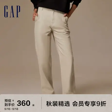 Gap女装秋季2023新款纯棉帆布高腰宽松直筒裤758766工装休闲裤图片
