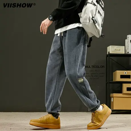 VIISHOW字母贴标美式休闲长裤子潮牌宽松束脚裤秋款ins运动卫裤男商品大图