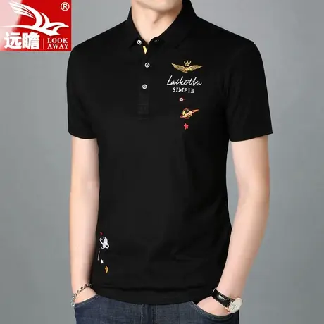 夏季翻领短袖男T恤青年时尚百搭休闲宽松中年大码半袖男士薄体恤商品大图