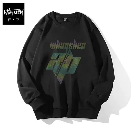 伟臣大码男装加肥加大男卫衣胖子春秋男士秋季圆领潮反光图案印花商品大图