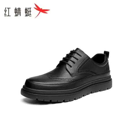 红蜻蜓男鞋2023年夏季新款商务正装圆头英伦风真皮平底休闲皮鞋男商品大图