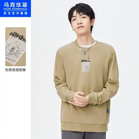 商场同款马克华菲创意视觉复古图案圆领卫衣男秋新款时尚休闲图片