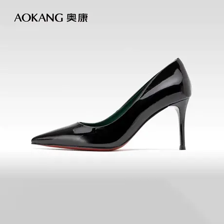 奥康女鞋 2024春季新款漆皮真皮浅口细高跟单鞋通勤OL风办公室潮图片