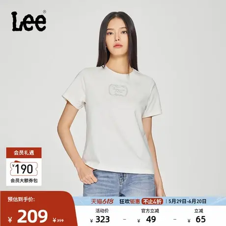 Lee商场同款25春夏新品标准版圆领蛇纹印花Logo女短袖T恤休闲潮图片