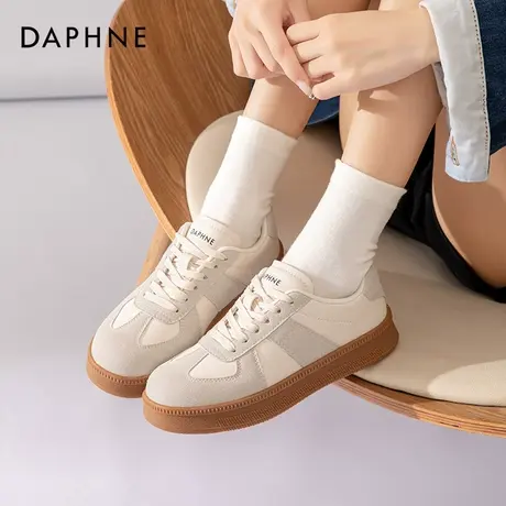 达芙妮德训鞋女2024新款秋季复古灰色板鞋经典平底鞋百搭休闲鞋子图片