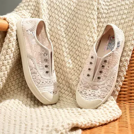 Skechers斯凯奇女鞋春夏平底休闲鞋子蕾丝透气一脚蹬帆布鞋113821商品大图