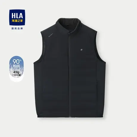 HLA/海澜之家保暖鸭绒羽绒马甲24秋季新款立领弹力字印花马甲男商品大图